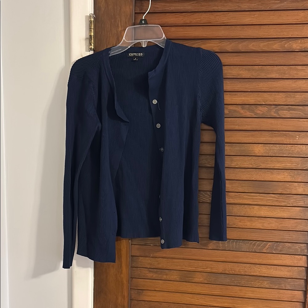 Express Midnight Blue Button-Up Cardigan